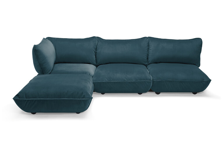 Fatboy Sumo Corner Sofa Velvet Recycled Modulaire Hoekbank Blauw 301 cmx204.5x90 Cm
