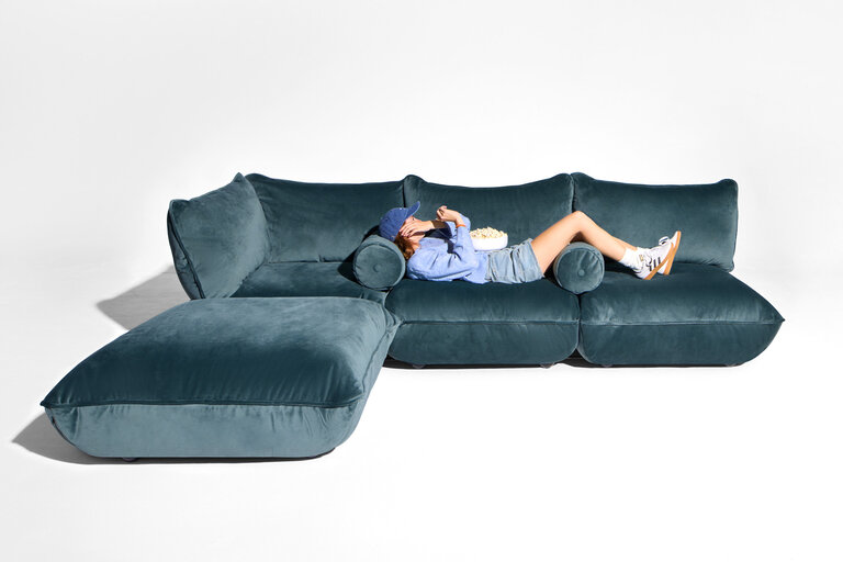 Fatboy Sumo Corner Sofa Velvet Recycled Modulaire Hoekbank Blauw 301 cmx204.5x90 Cm