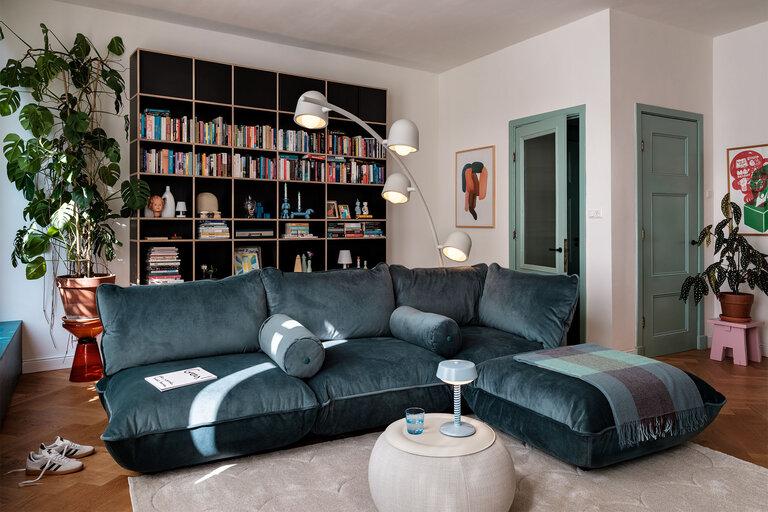 Fatboy Sumo Seat Velvet Recycled Modulaire Binnenbank Blauw 108x108x90 Cm