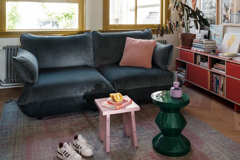 fatboy Sumo Sofa Medium Velvet Recycled Modulaire binnenbank blauw 210.5x108x90 cm