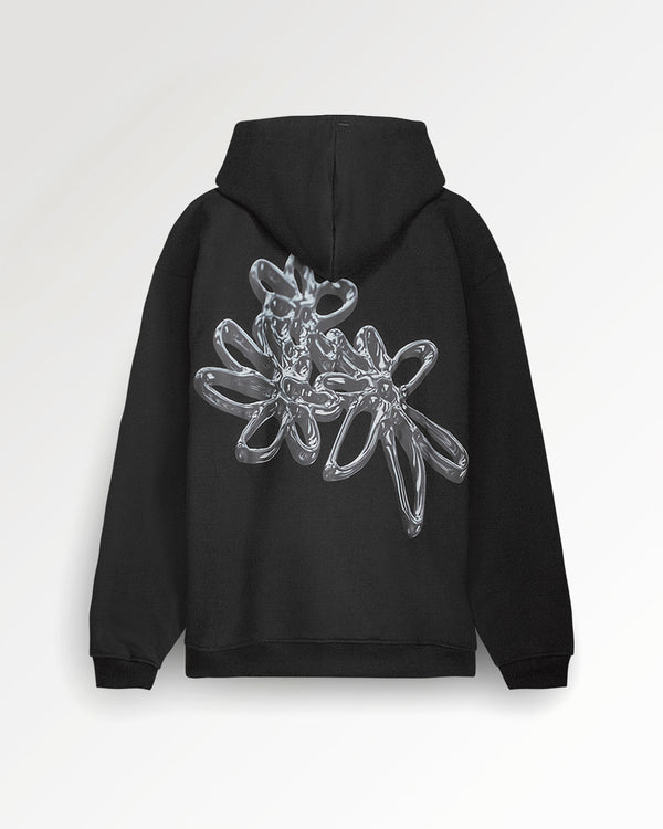 filling pieces Zip Hoodie Chrome Flower Black