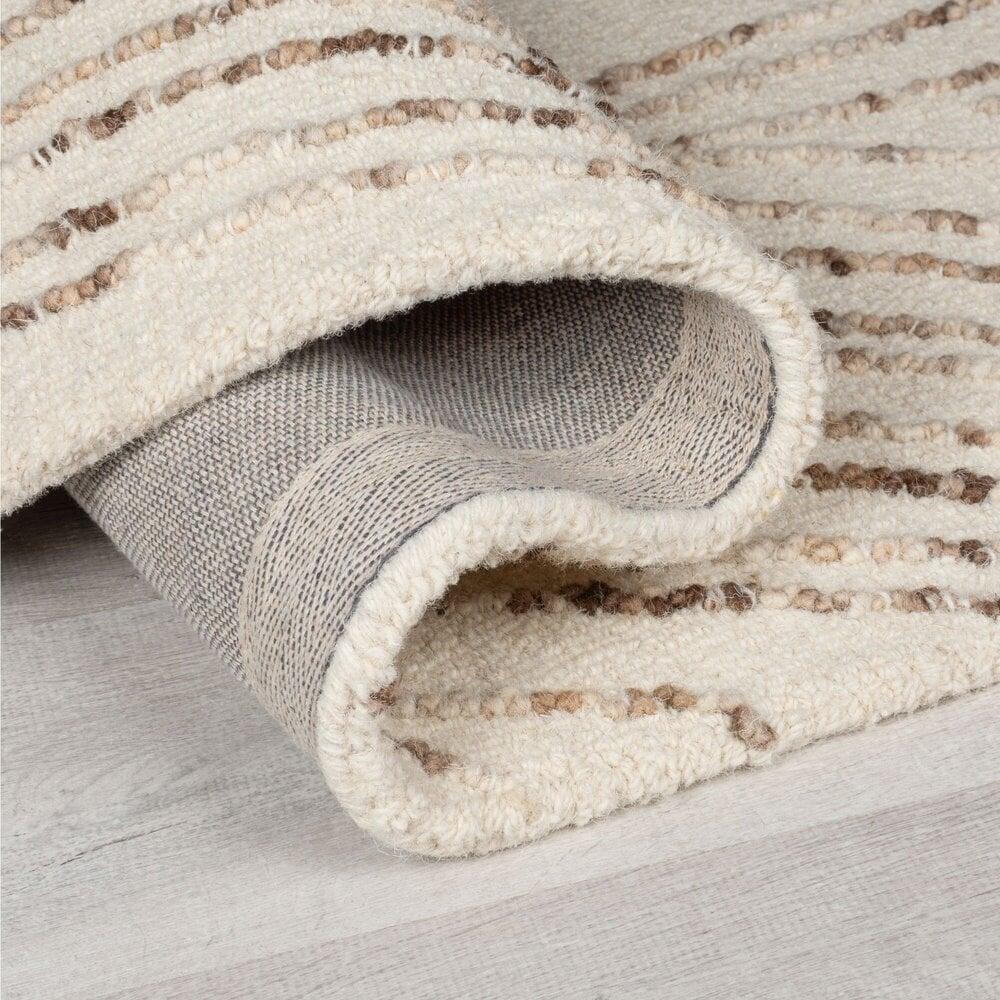 Flycarpets Abstract Swirl Vloerkleed - Laagpolig - 100% Wol Modern - Naturel / Bruin / Beige