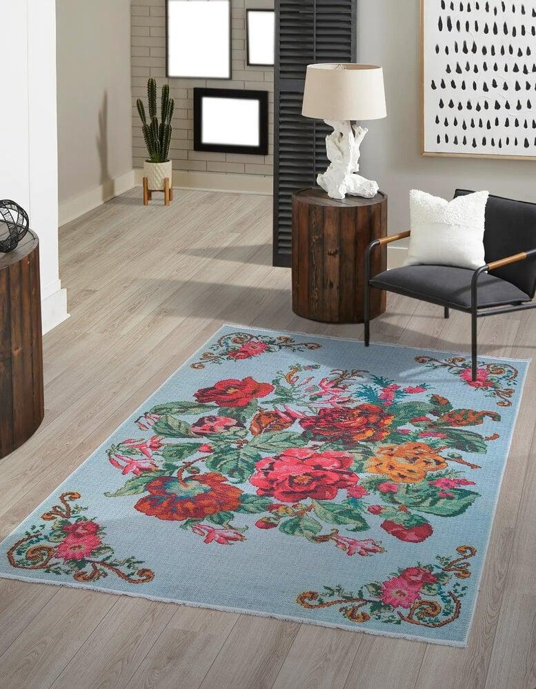 Flycarpets Adrasos Vintage Gebloemd Kelim Multi Wasbaar & Waterdicht