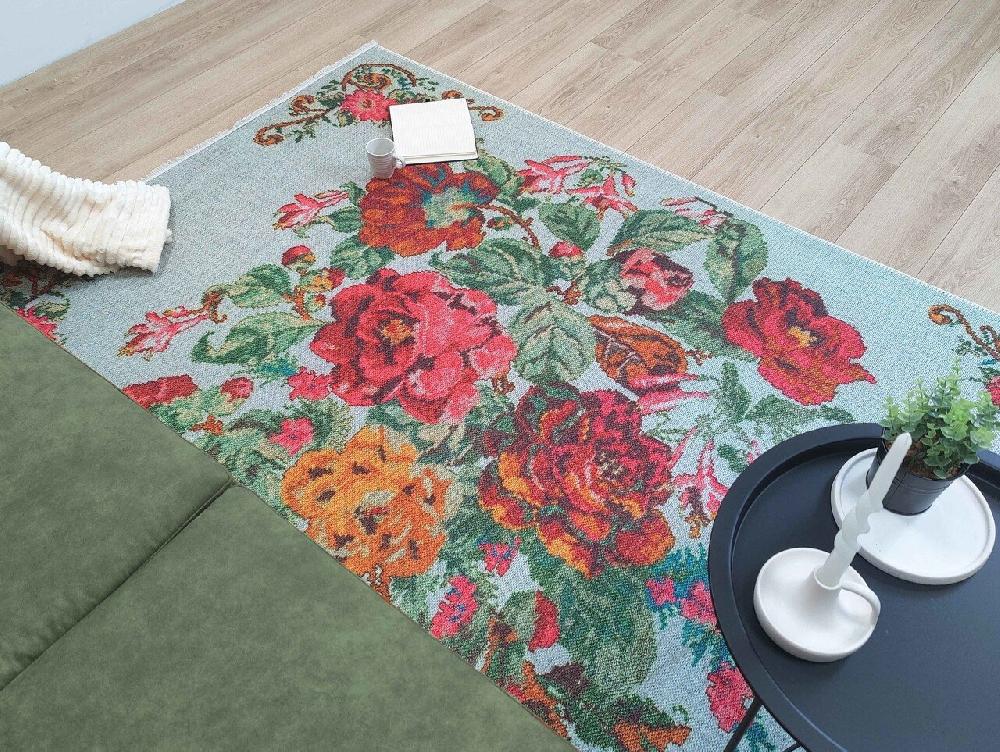 Flycarpets Adrasos Vintage Gebloemd Kelim Multi Wasbaar & Waterdicht