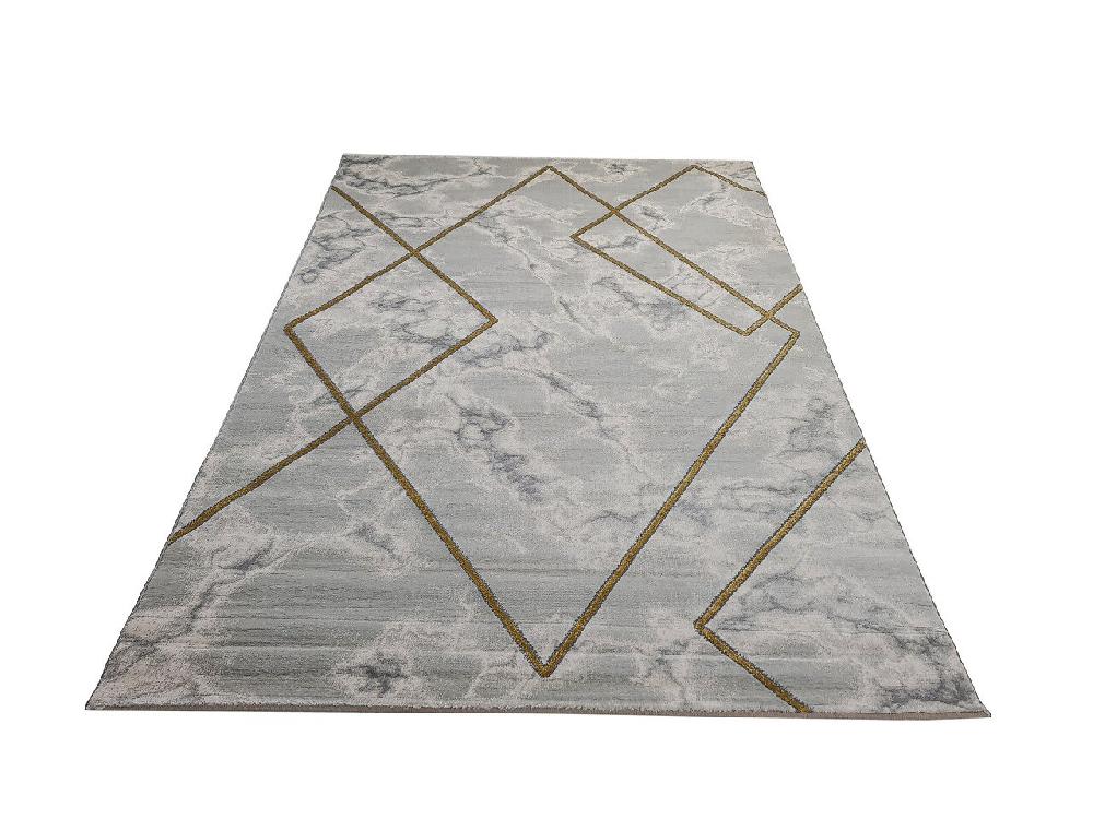 Flycarpets Alba Modern Grijs / Goud Vloerkleed - Marmer Design