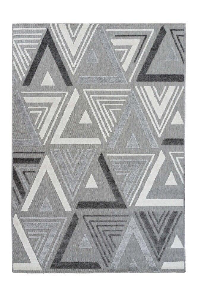Flycarpets Algarve Indoor & Outdoor Grijs Vloerkleed - Driehoek Design