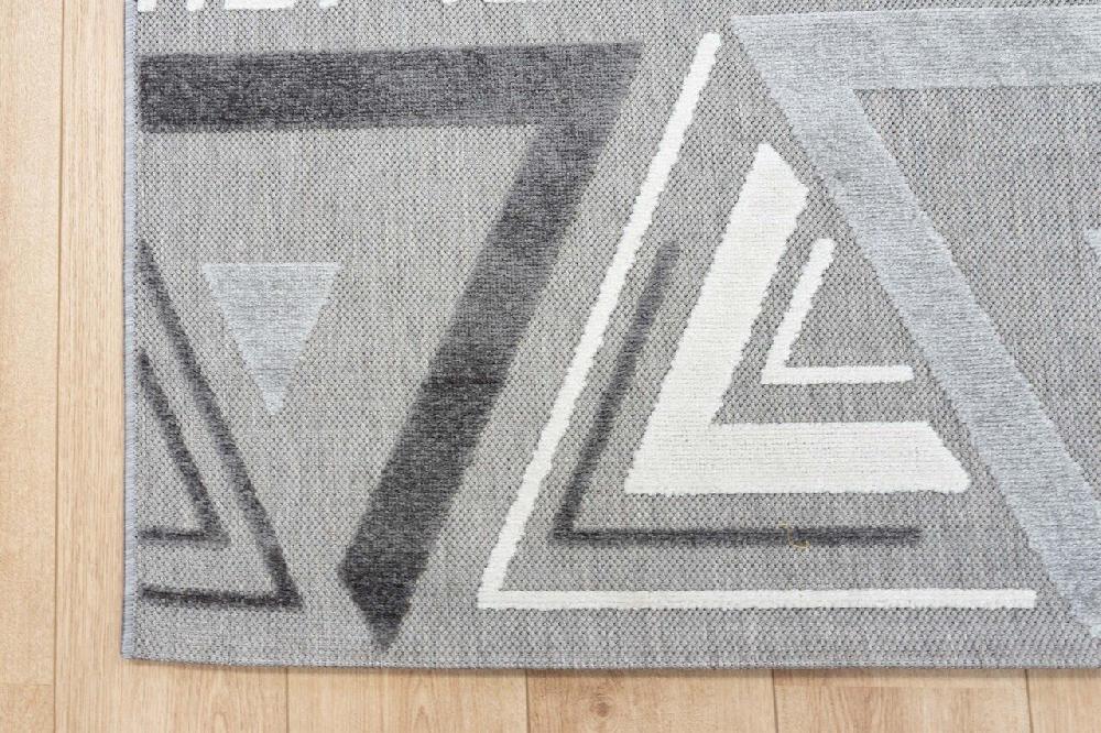 Flycarpets Algarve Indoor & Outdoor Grijs Vloerkleed - Driehoek Design