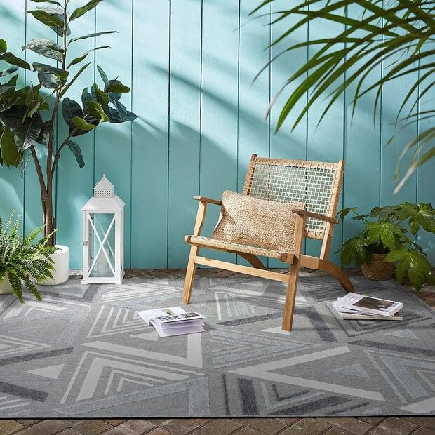 flycarpets Algarve Indoor & Outdoor Grijs vloerkleed - Driehoek Design
