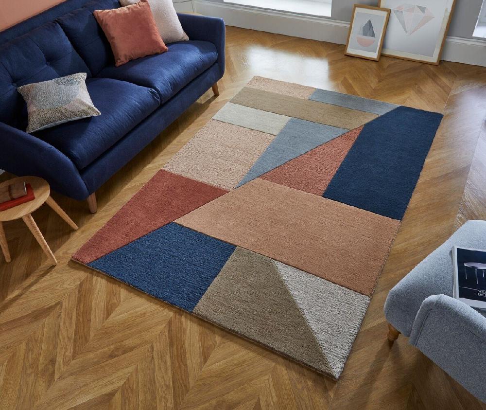 Flycarpets Alwyn Vloerkleed - Laagpolig - 100% Wol - Geo Modern - Multi
