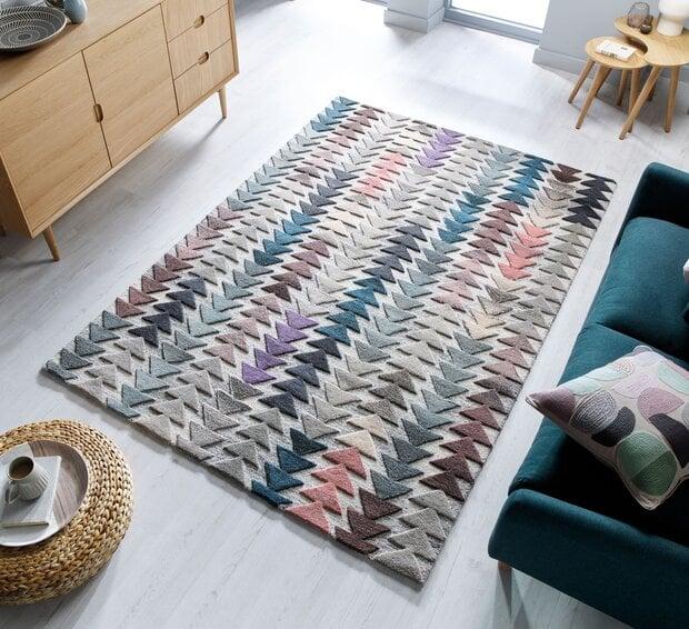 flycarpets Archer vloerkleed - Laagpolig - 100% Wol - Geo Modern - Multi