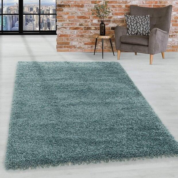 flycarpets Azure Hoogpolig Aqua Blauw vloerkleed - Effen