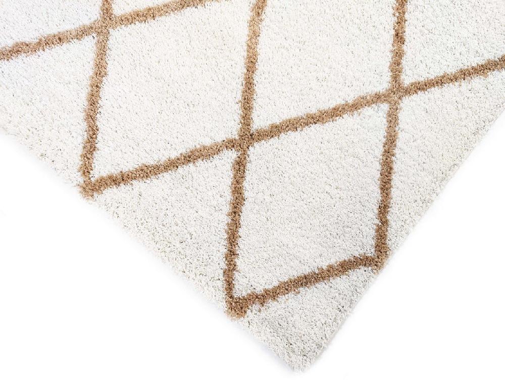 Flycarpets Azure Hoogpolig Crème / Beige Vloerkleed - Geruit