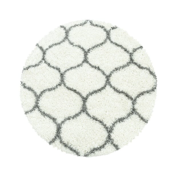 flycarpets Azure Hoogpolig Crème / Grijs vloerkleed - Rond