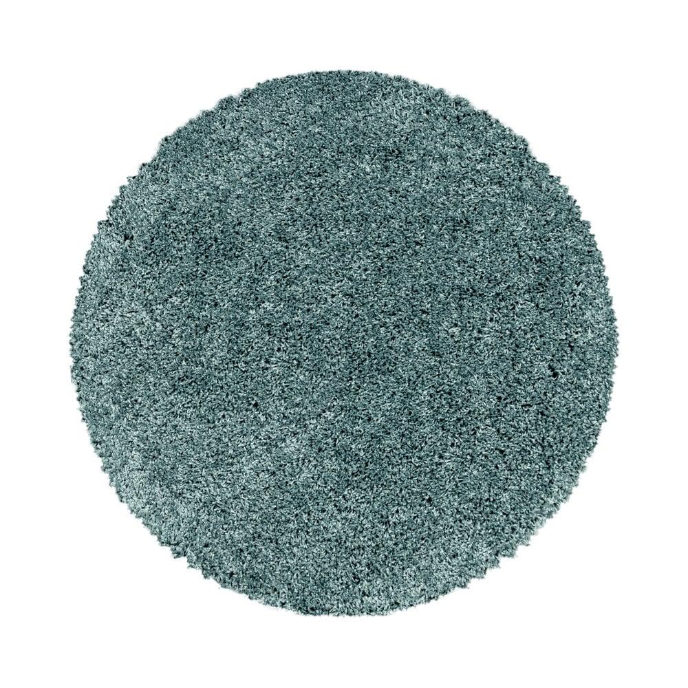 Flycarpets Azure Hoogpolig Effen Aqua Blauw Vloerkleed - Rond