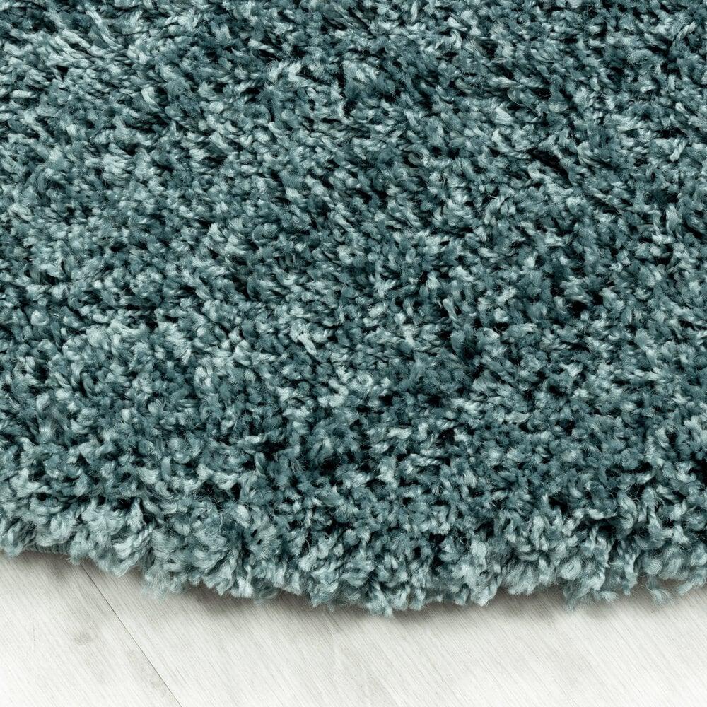 Flycarpets Azure Hoogpolig Effen Aqua Blauw Vloerkleed - Rond