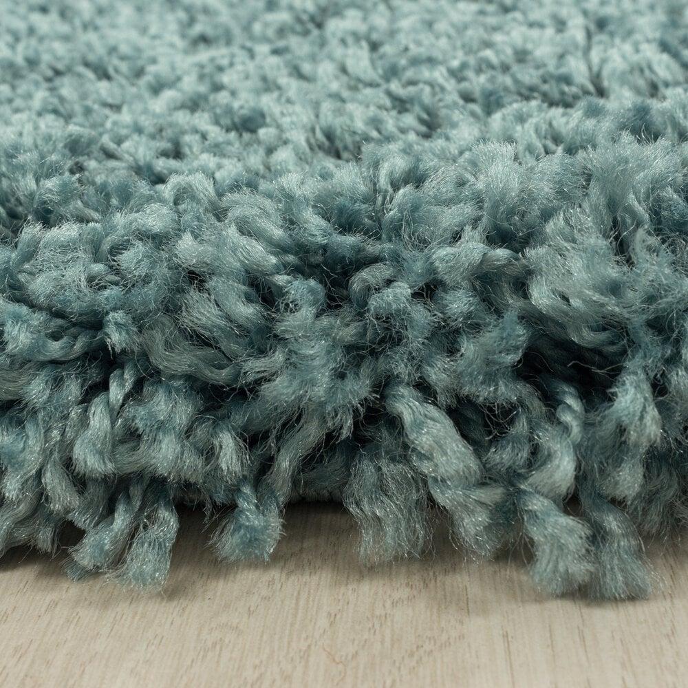 Flycarpets Azure Hoogpolig Effen Aqua Blauw Vloerkleed - Rond