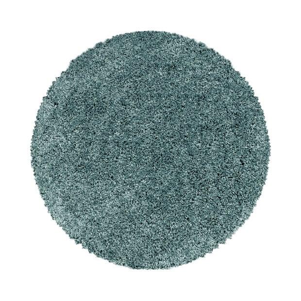 flycarpets Azure Hoogpolig Effen Aqua Blauw vloerkleed - Rond