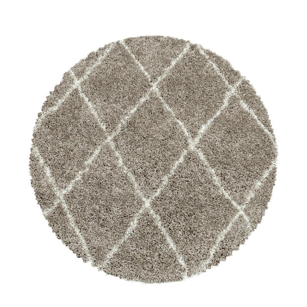 flycarpets Azure Hoogpolig Geruit Beige vloerkleed - Rond flycarpets Azure Hoogpolig Geruit Beige vloerkleed - Rond