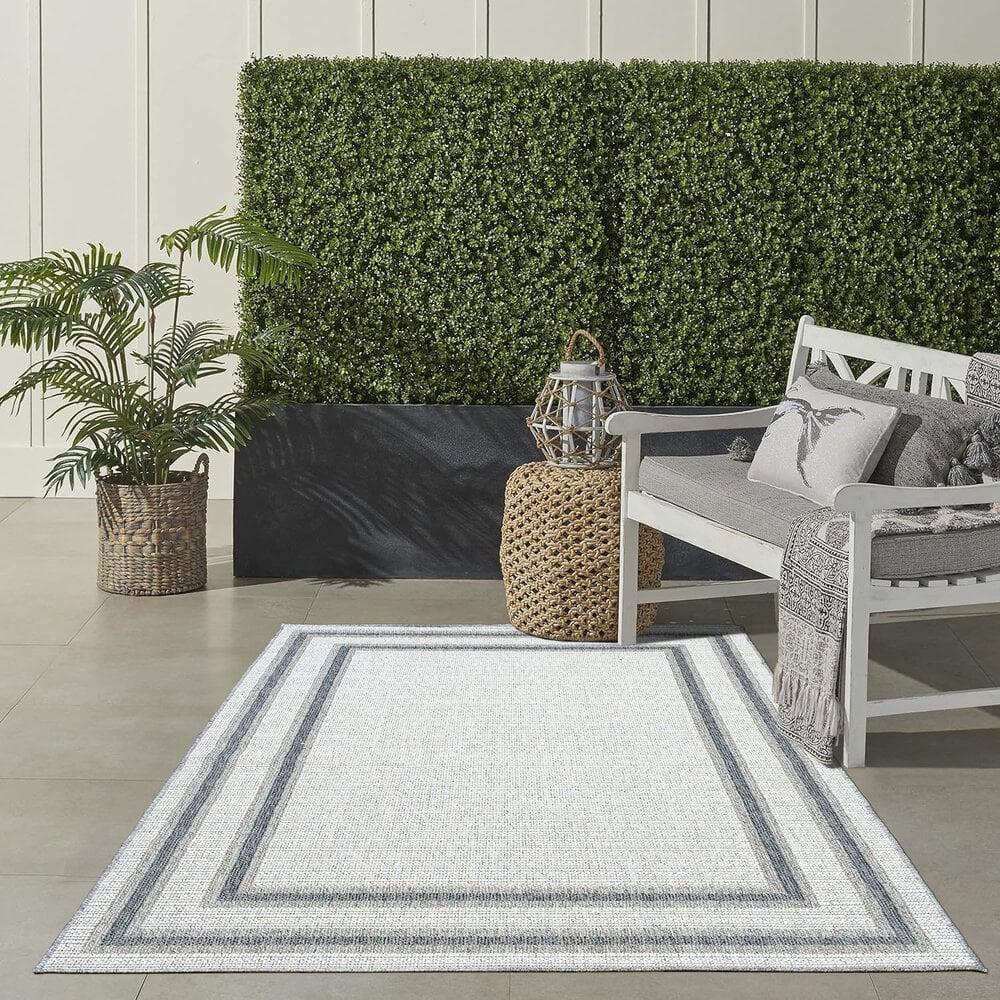 Flycarpets Belize Indoor & Outdoor Crème / Grijs Vloerkleed - Kader