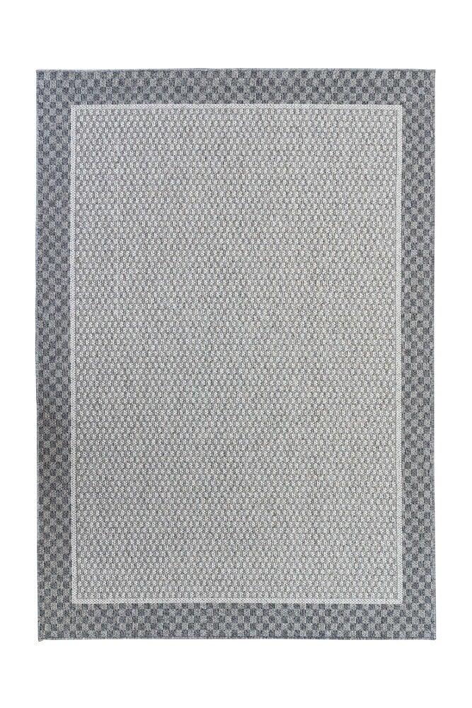 Flycarpets Belize Indoor & Outdoor Grijs / Crème Vloerkleed - Kader Motief