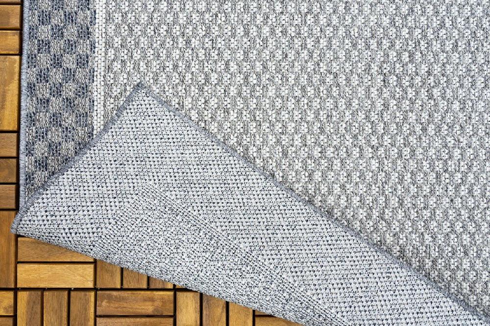 Flycarpets Belize Indoor & Outdoor Grijs / Crème Vloerkleed - Kader Motief