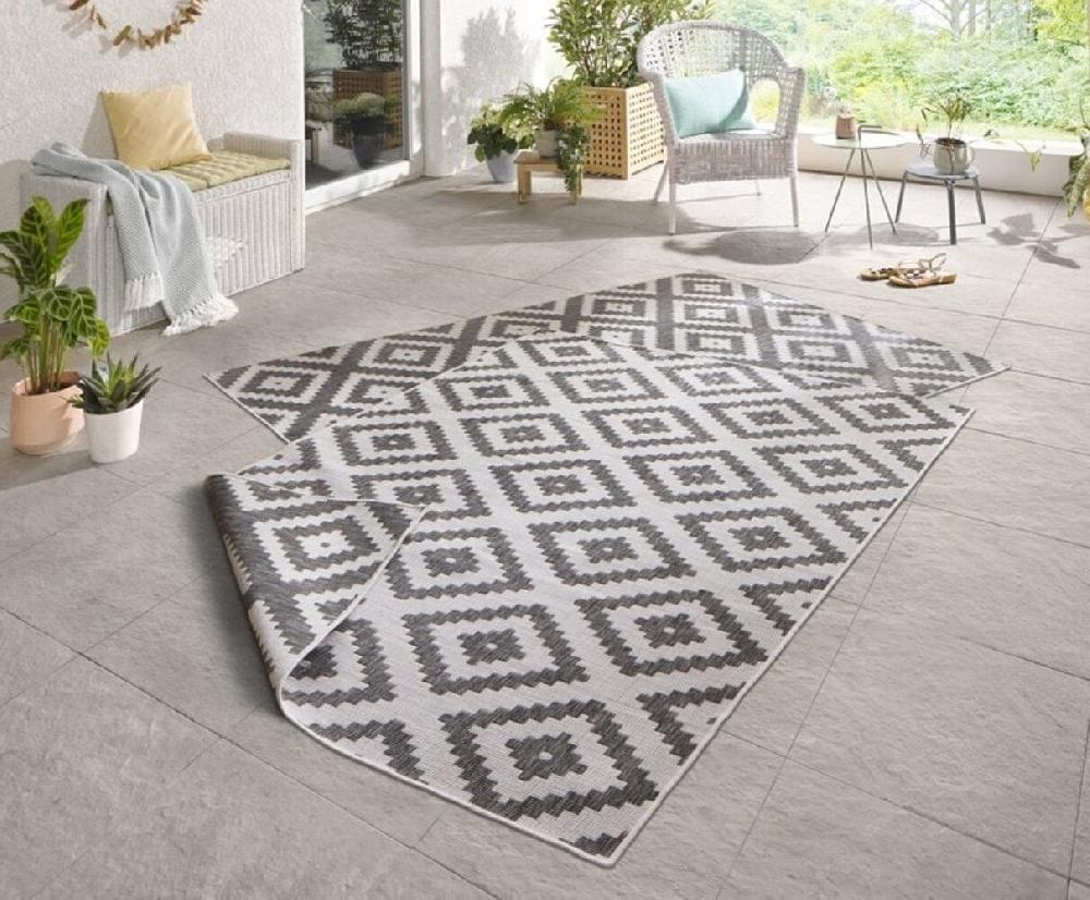 Flycarpets Binnen & Buiten Omkeerbaar Vloerkleed - Malta Grijs/Crème