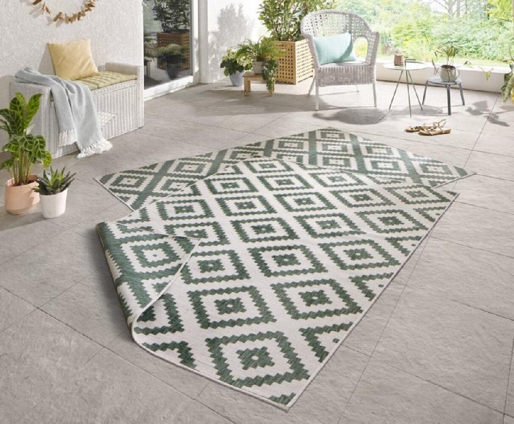 Flycarpets Binnen & Buiten Omkeerbaar Vloerkleed - Malta Groen/Crème