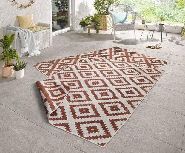 flycarpets Binnen & Buiten Omkeerbaar vloerkleed - Malta Terra/Crème