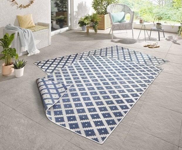 flycarpets Binnen & Buiten Omkeerbaar vloerkleed - Nizza Blauw/Crème