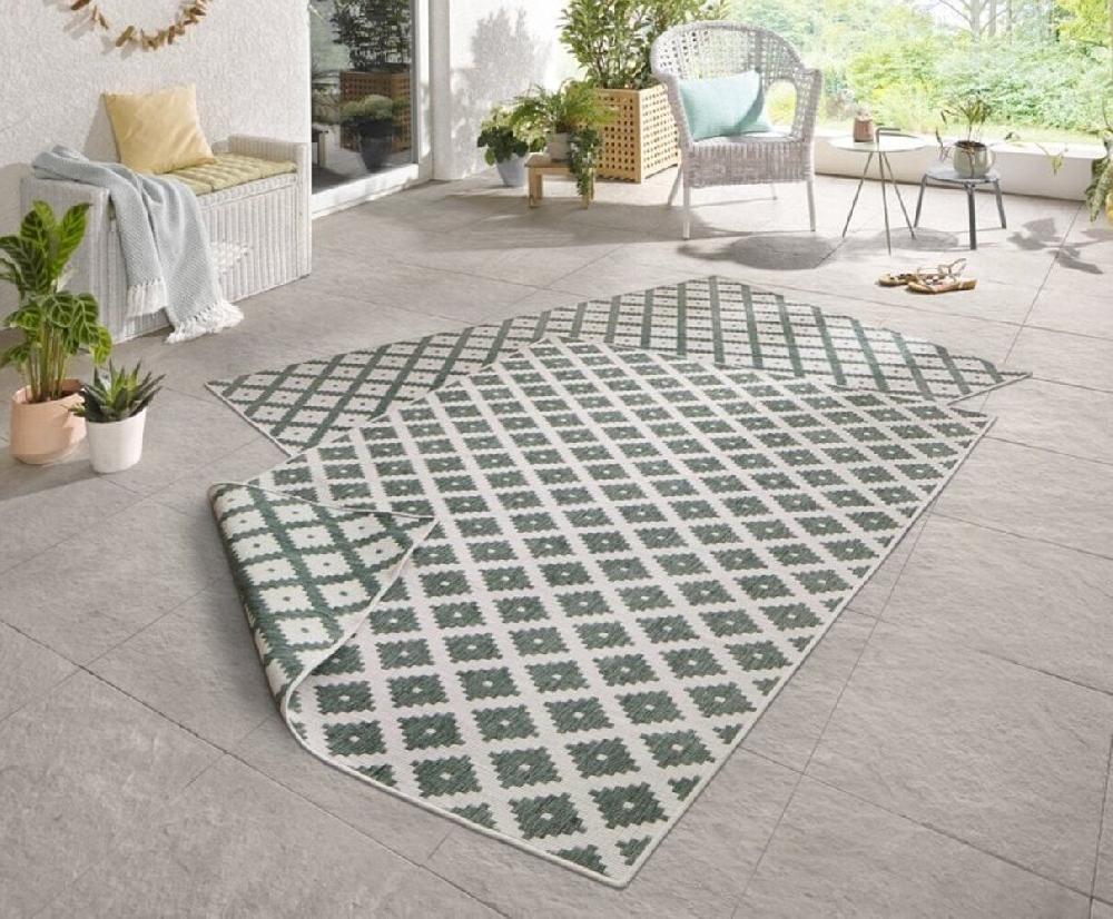 Flycarpets Binnen & Buiten Omkeerbaar Vloerkleed - Nizza Groen/Crème