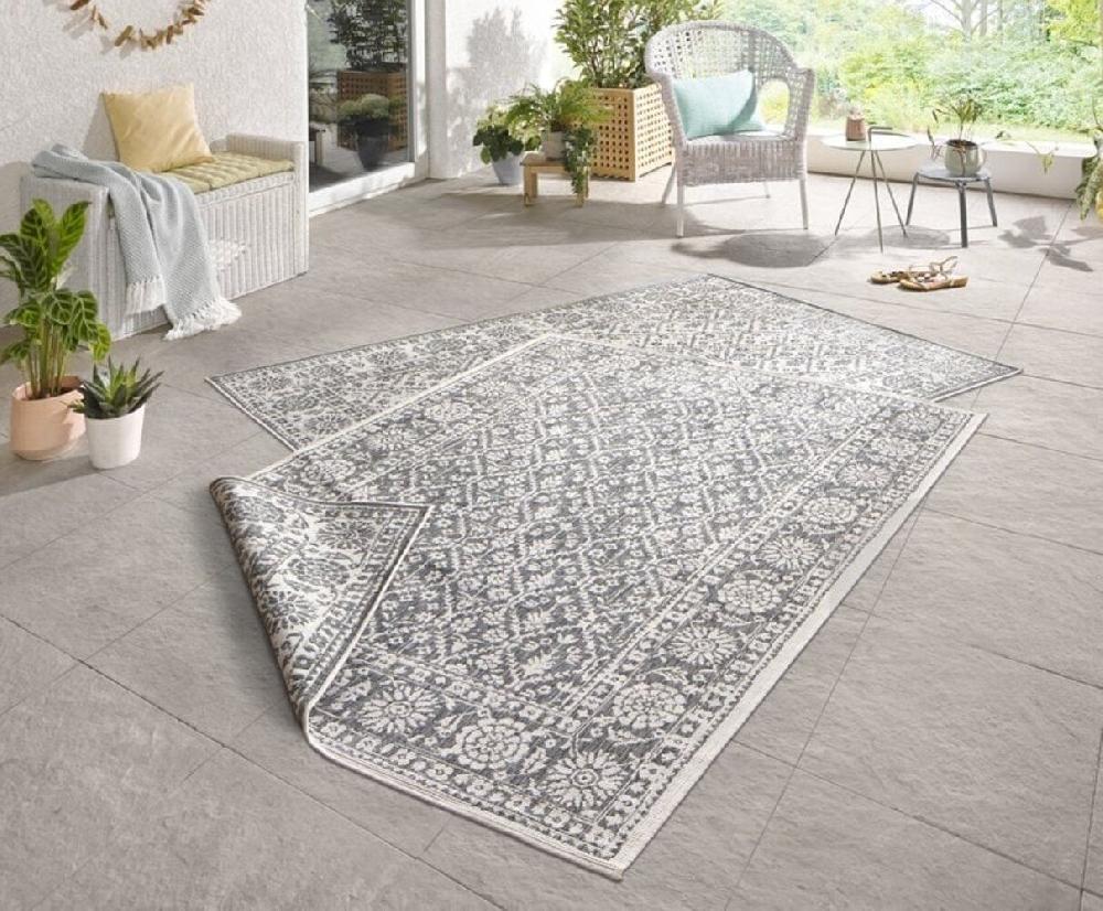 Flycarpets Binnen & Buiten Vloerkleed - Curacao Grijs/Crème Omkeerbaar
