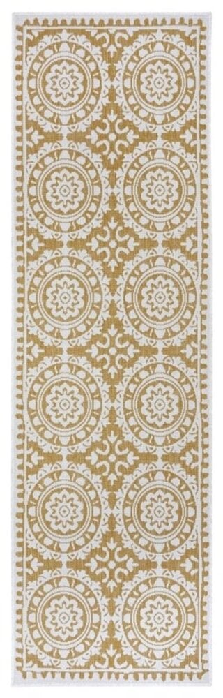 Flycarpets Binnen & Buitenkleed Loper - Jardin Geel/Crème