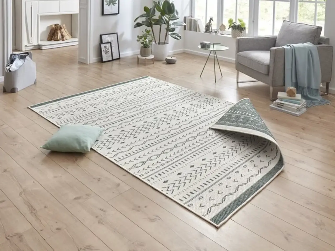 Flycarpets Binnen & Buitenkleed Omkeerbaar - Kuba Groen/Crème