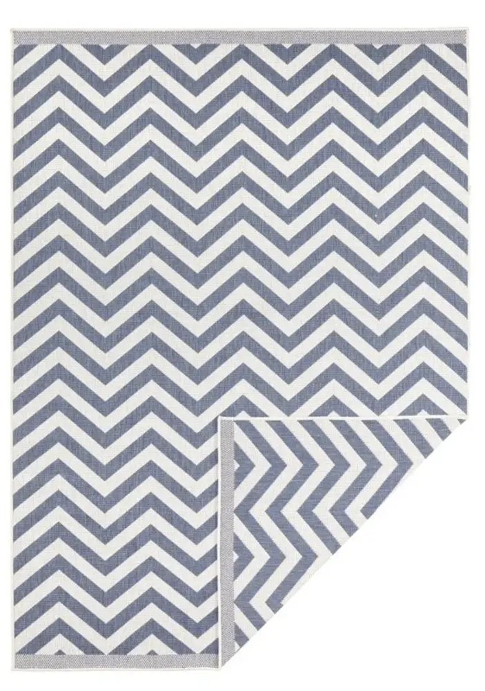 Flycarpets Binnen & Buitenkleed Omkeerbaar - Palma Blauw/Crème