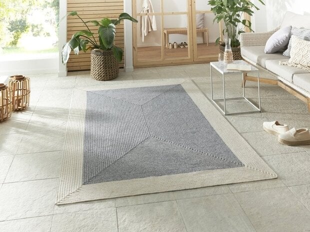 flycarpets Binnen- En Buitenkleed - Trenzado Grijs/Crème