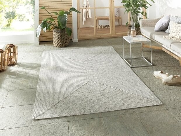 flycarpets Binnen- En Buitenkleed - Trenzado Wit/Grijs