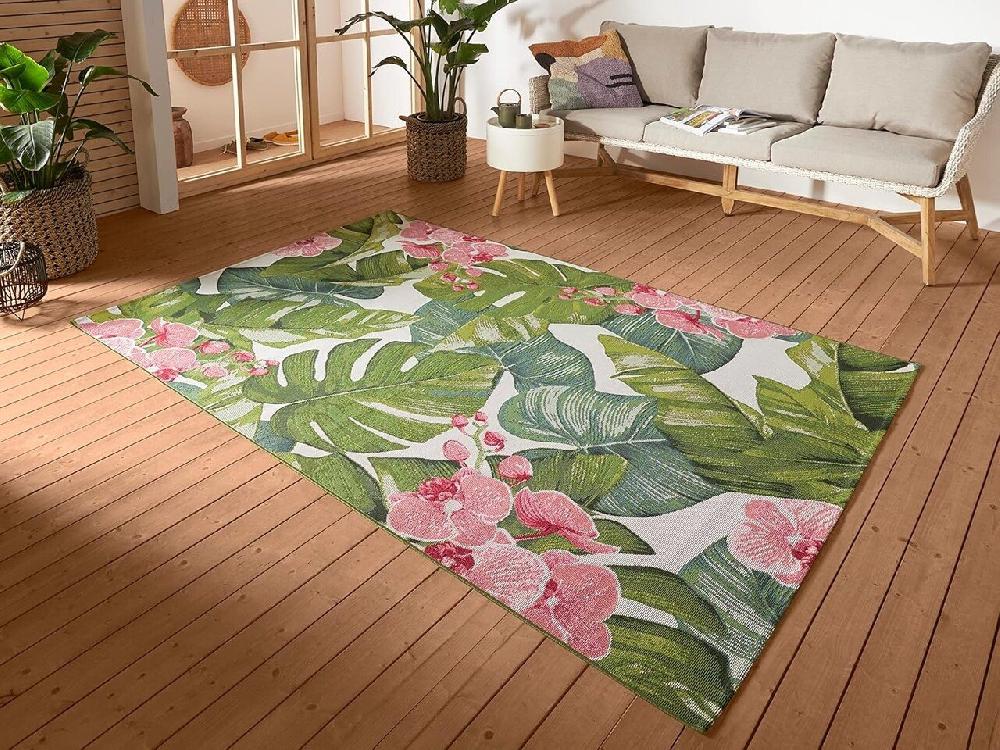 Flycarpets Binnen- En Buitenkleed - Tropical Groen/Roze