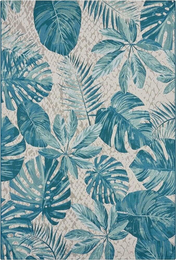 Flycarpets Binnen- En Buitenkleed - Tropical Leaves Blauw