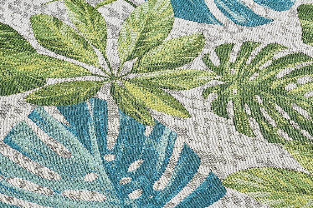 Flycarpets Binnen- En Buitenkleed - Tropical Leaves Groen/Blauw