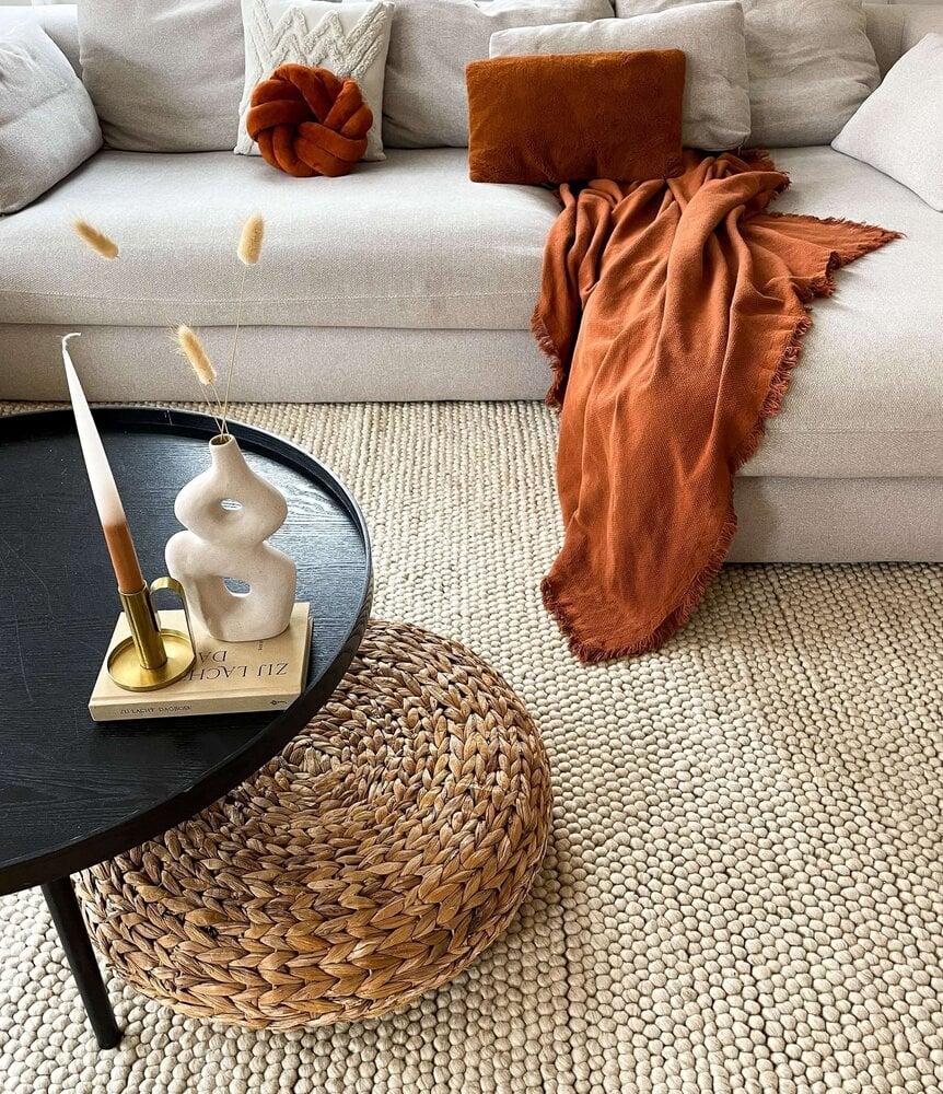 Flycarpets Bolletjes Vloerkleed - Laagpolig - Crème Handgemaakt