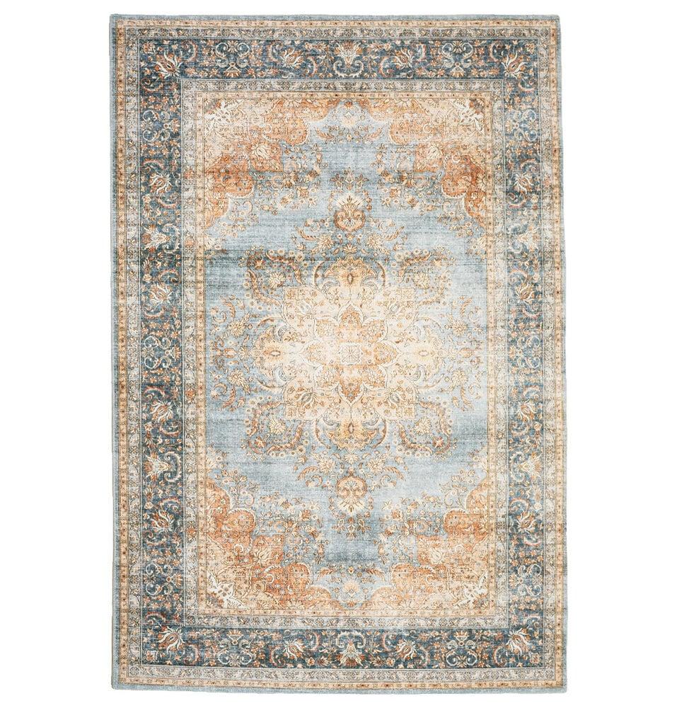 Flycarpets Burano Vloerkleed - Medaillon Vintage - Terra - Grijs / Blauw