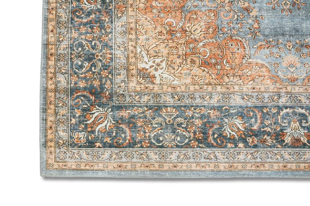 Flycarpets Burano Vloerkleed - Medaillon Vintage - Terra - Grijs / Blauw