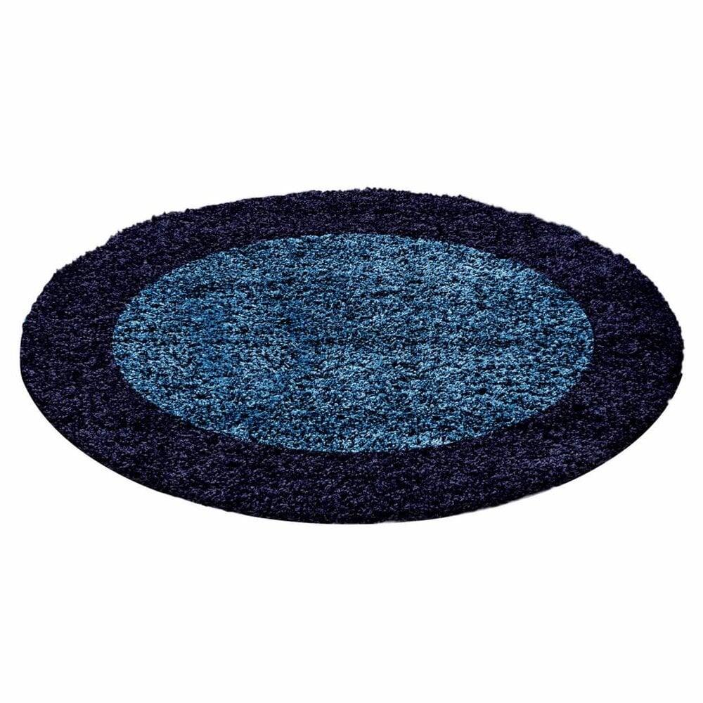 Flycarpets Candy Shaggy Lijstmotief Rond Shaggy Vloerkleed - Blauw
