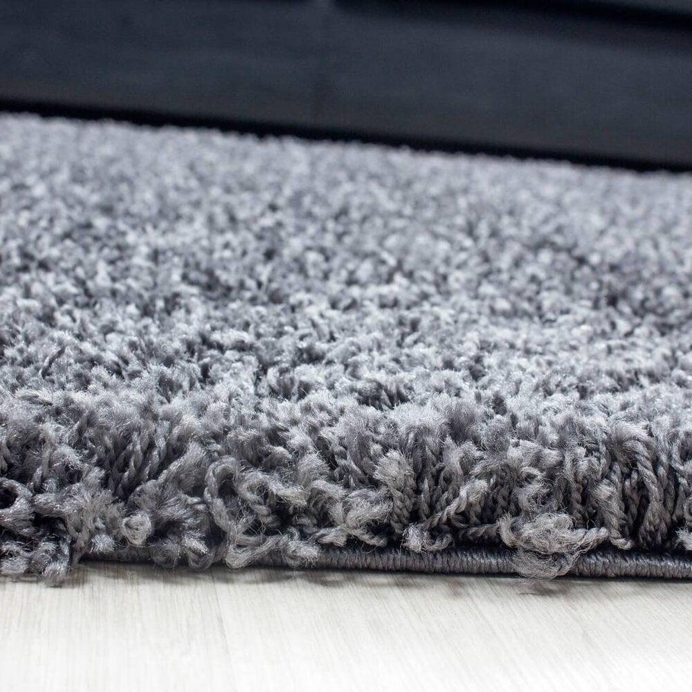 Flycarpets Candy Shaggy Lijstmotief Rond Shaggy Vloerkleed -grijs