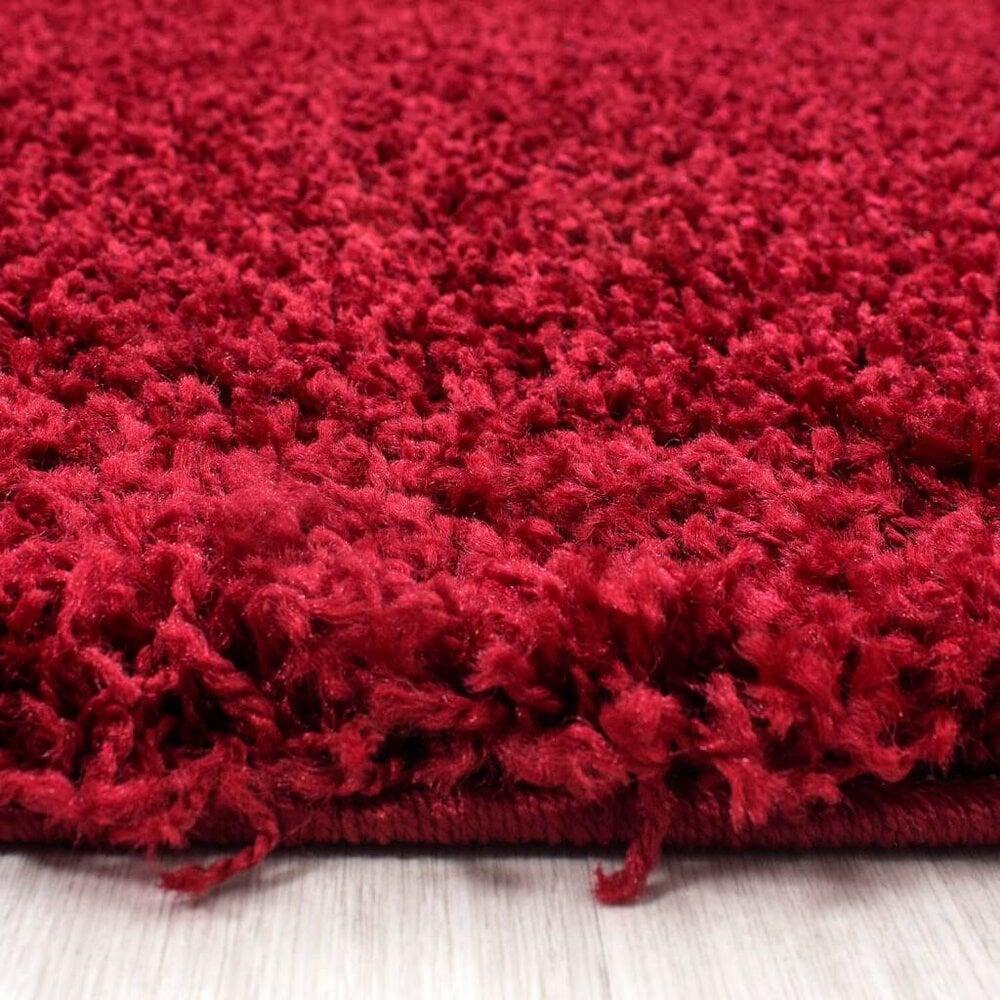 Flycarpets Candy Shaggy Lijstmotief Rond Shaggy Vloerkleed - Rood