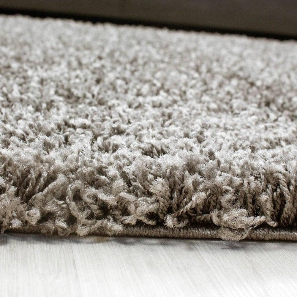 Flycarpets Candy Shaggy Lijstmotief Rond Shaggy Vloerkleed - Taupe