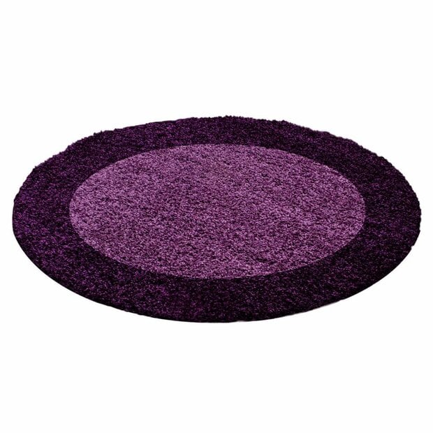 flycarpets Candy Shaggy Lijstmotief Rond vloerkleed - paars