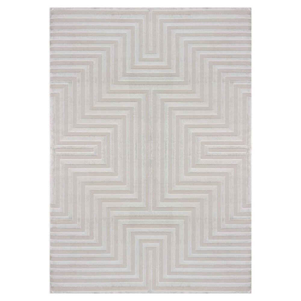 Flycarpets Cara Vloerkleed - Labyrinth Modern Japandi - Zilver
