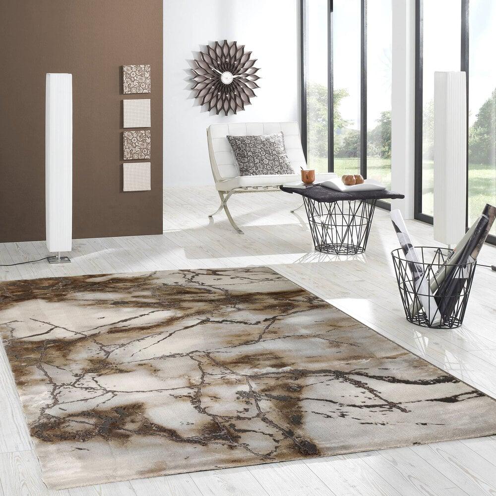 Flycarpets Carrara Modern Bruin Beige Grijs Vloerkleed - Marmer Design