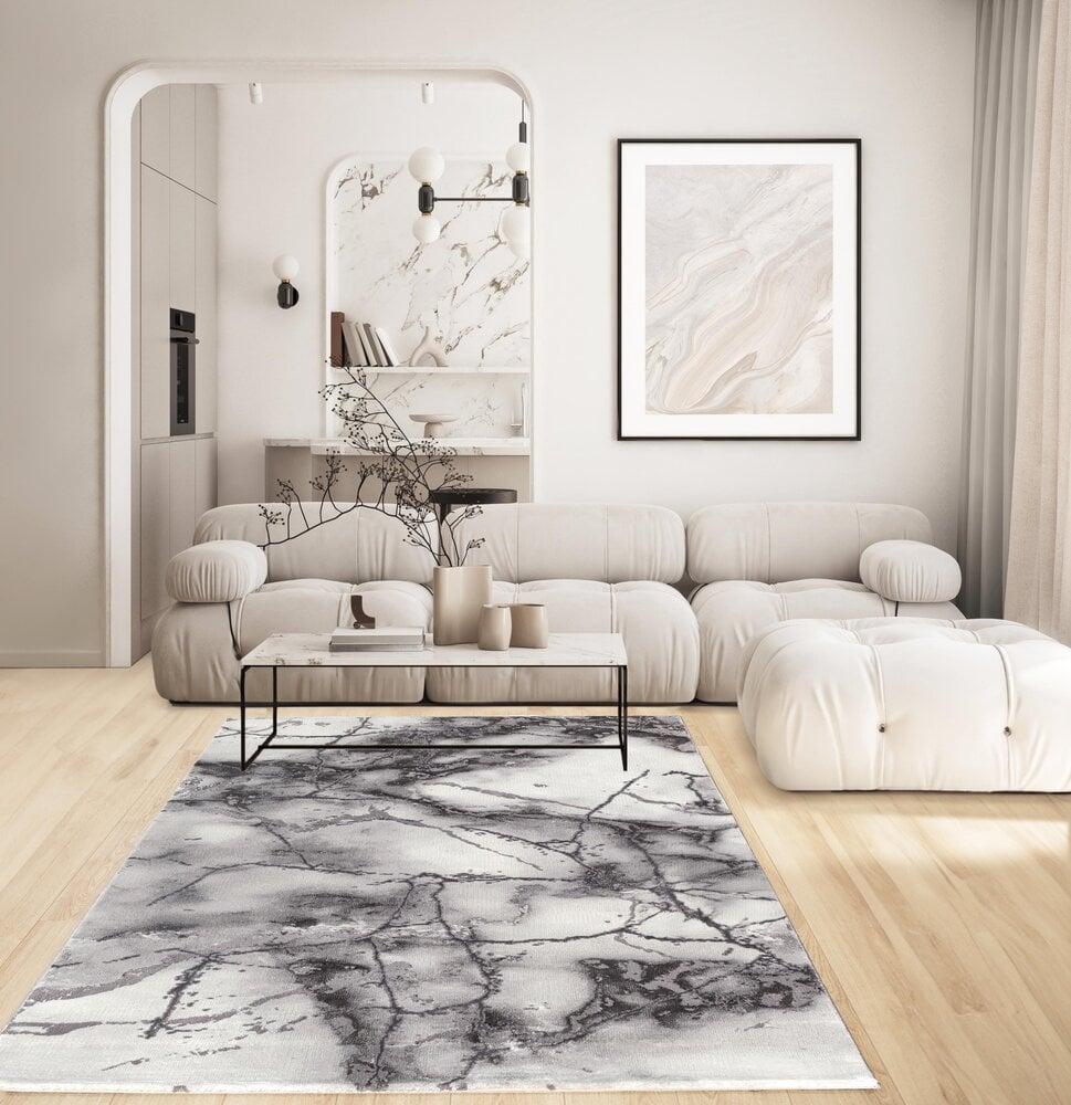 Flycarpets Carrara Modern Grijs Vloerkleed - Marmer Design